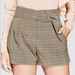 Marciano Plaid High Waist Shorts with Belt Size 2